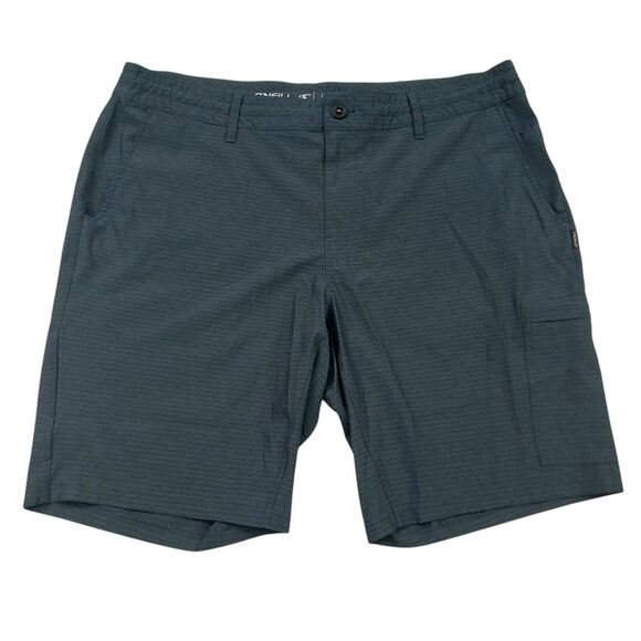 O'Neill Cargo Shorts Mens 38 Green Hybrid Stripes Lightweight Outdoor Beach - Picture 1 of 11